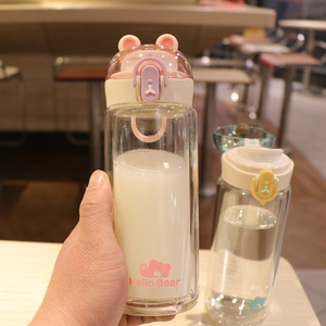 仙女水杯女玻璃杯便携可爱少女心ins风杯子透明网红杯猫耳牛奶杯*