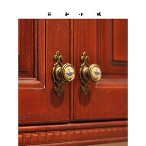 新中式美式欧式复古做旧陶瓷实木衣柜门橱柜子抽屉门拉手小把手