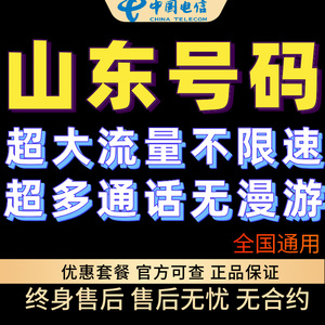 山东电信5G流量卡济南青岛淄博烟台威海手机卡电话卡长期卡大王卡