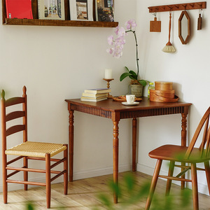法式中古尺寸中古餐桌水曲柳木实木复古方桌咖啡桌甜品店桌子