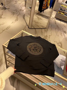 法国直邮Versace/范思哲男士纯棉美杜莎印花贴钻圆领休闲运动卫衣