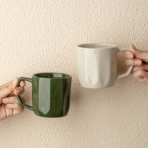 #14.99两个# 情侣复古对杯镜面菱纹ins马克杯咖啡杯小众陶瓷杯子