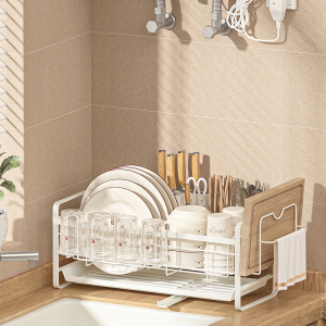 厨房沥水碗碟架台面窄款放碗架家用刀筷碗盘收纳盒单层水槽晾碗架