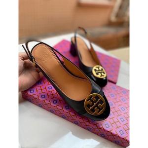 正品直邮Tory Burch24新款汤丽柏琦经典金属拼接圆扣凉鞋