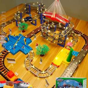 火车模型滑行地铁汽车号[玩具儿童大男孩轨道动车小桥过山高铁