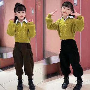 巴­拉巴­拉女童秋冬假两件衬衫领毛衣新款韩版时髦连帽毛衣加绒加