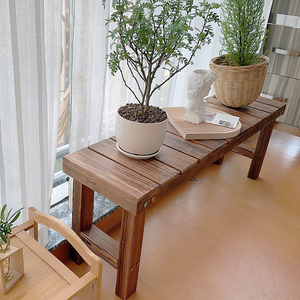 实木长条凳花架凳阶梯式置物架桌面防腐木质花架子户外阳台绿植架