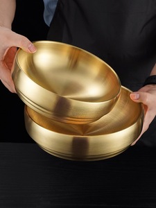 德国双立人韩国冷面碗金色不锈钢泡面碗拉面碗双层韩式拌饭碗大汤