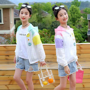 巴拉巴柆儿童防晒衣女夏季薄款外套新款防晒服女学生韩版宽松透气