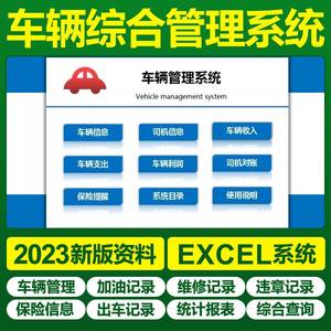 Excel公司车辆管理表格系统出车登记加油记录维修保养违章保险表