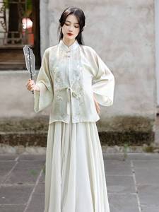 古装中国风明代明制明朝秋季成人古筝演出服小个子初中学生女汉服