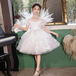合唱团指挥礼服女童钢琴演出服青少年儿童表演礼服高端公主裙夏季