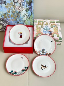 野兽派野兽的花骨瓷餐盘餐具盘子4件套装礼盒女新婚生日礼物