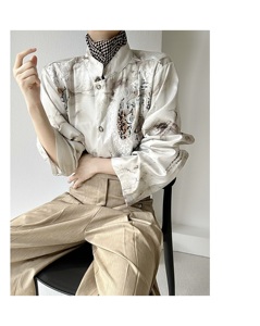ASAE 复古新中式风设计感山本耀司长袖衬衫拼接提花小众衬衣