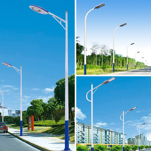LED市电路灯单臂人字A字海螺自弯臂6米8米10米杆主干市政道路工程