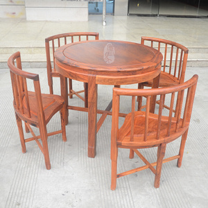 红木家具 缅甸花梨木茶台 咖啡桌 休闲桌五件套 大果紫檀