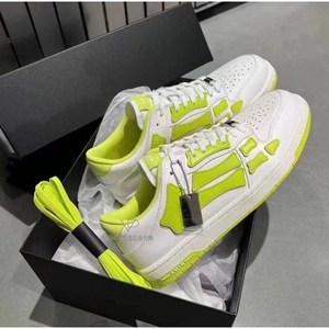 amiri 2022秋冬 白色荧光黄骨头系带男士运动球鞋 正品