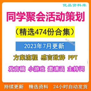 同学聚会活动流程策划方案毕业致辞主持词邀请函PPT电子文档模板