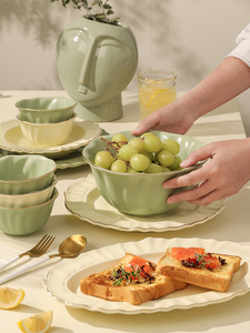 碗碟套装家用北欧风格餐具高级感轻奢饭碗高颜值网红汤碗大号陶瓷