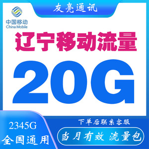 辽宁移动流量充值20GB流量包叠加包全国通用移动上网流量当月有效