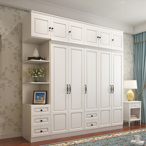 奥尚斯莱衣柜现代简约卧室家具木质带转角边柜组合大衣橱白色衣柜