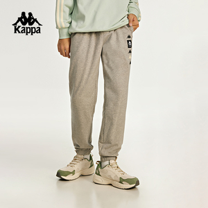 卡帕Kappa运动裤男针织长裤串标裤子黑色收口校服束脚裤小脚卫裤