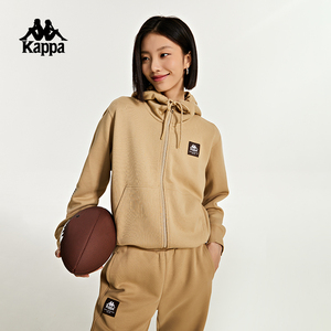 Kappa卡帕运动卫衣2023女秋休闲连帽开衫外套简约上衣K0D62MK60