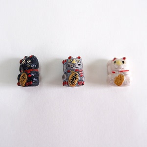 【小招财猫】秘鲁手绘陶瓷珠diy手作串珠项链手链耳环饰品材料