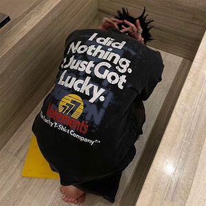 Vetement“777” Lucky Vintage T-Shirt幸运水洗做旧双面短袖T恤