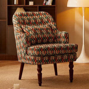 欧式小沙发椅美式复古单人沙发北欧客厅阳台卧室懒人休闲椅子布艺