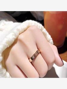 钛钢六钻戒指时尚个性潮钢圈精致冷淡风食指环情侣对戒  厂家直批