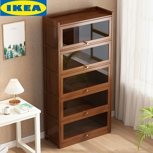 IKEA宜家书架置物架落地实木带门多层书柜客厅卧室靠墙儿童学生宿