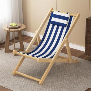 沙滩椅实木躺椅折叠帆布午休靠椅椅户外便携椅陪护椅椅懒人阳台椅