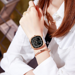 新款韩版ins风轻奢女士手表简约大气防水时尚潮流方形石英女表正