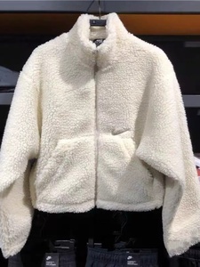 Nike耐克女秋冬运动休闲短款外套大勾羊羔绒立领宽松加厚保暖夹克