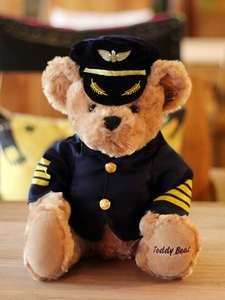 机长熊公仔泰迪熊飞行员空姐制服穿衣熊毛绒玩具生日玩偶定制