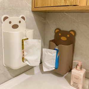好物推荐熊纸巾挂家意通抽间可爱小盒壁式用客厅创免打孔卡纸盒卫