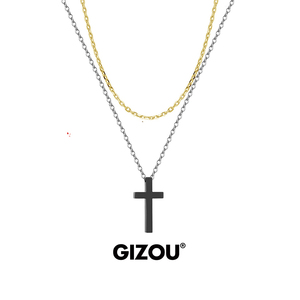 GIZOU官方正品与恶魔有约宋江同款纯银双层十字架项链男轻奢高级