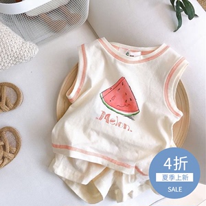 ins风婴韩系儿衣服夏季薄款超洋气背心分体套装一2周岁男孩女宝宝