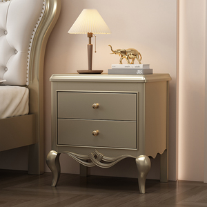 美式轻奢实木床头柜台灯柜烤漆法式欧式极简大尺寸现代简约床边柜