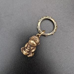 实心纯铜元宝猴子钥匙扣挂件黄铜十二生肖猴生日礼品送人挂饰吊坠