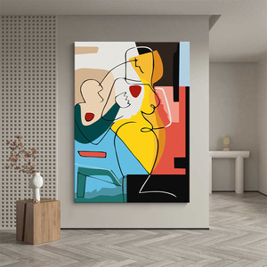 毕加索永恒之心客厅餐厅装饰画抽象人物线条手绘油画入户玄关挂画