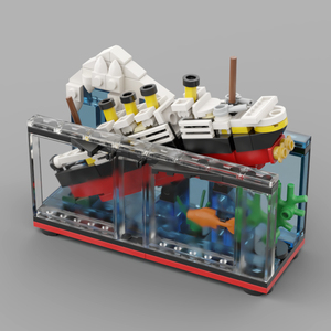 泰坦尼克号积木沉船女孩玩具拼装男迷你船小摆件轮船模型鱼缸装饰