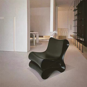 北欧创意设计师玻璃钢异形面条休闲靠背椅子飘带镂空一体成形单椅
