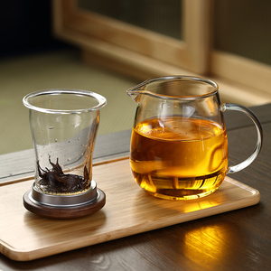 加厚玻璃泡茶杯茶水分离过滤杯家用办公室三件杯鹰嘴红茶杯冲茶器