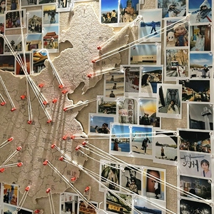 地图旅行照片墙地图旅游足迹打卡软木板毛毡板背景墙贴装饰板墙贴
