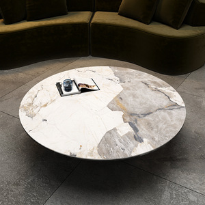尚敦丨意式茶几圆形岩板简约现代客厅简易设计师轻奢大理石小茶桌