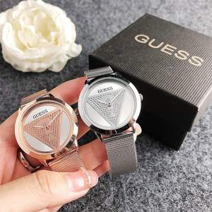 美国品牌GUES倒三角形标志手表潮流时尚简约女表Mk不锈钢网带手表