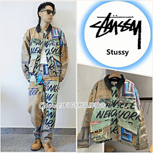 现货Stussy23FWShop Jacket ALFONSO艺术家联名爆款涂鸦 牛仔夹克
