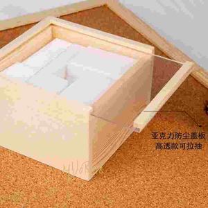 原日式木棉片收纳盒透明防尘可收拉亚克力盖板美甲清洁棉收纳工具